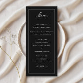 Klassisches Black Simple Elegance Wedding Menu Programm