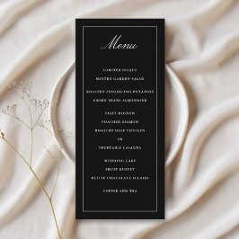 Klassisches Black Simple Elegance Wedding Menu Programm