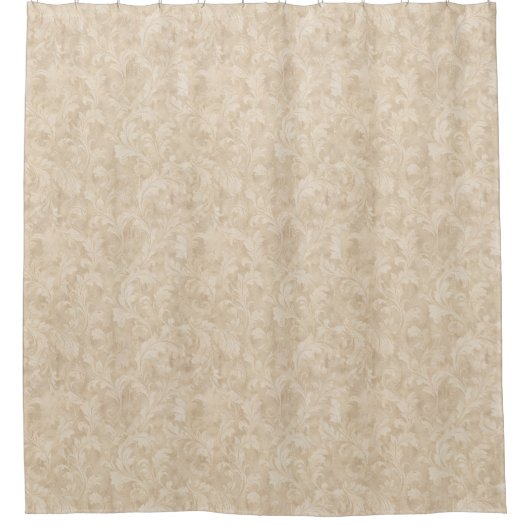 Klassisches Blattwerk in warmem Beige Duschvorhang (Vorderseite)
