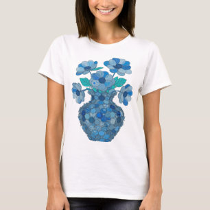 Klassisches Blau BLAUE BLUMEN IN EINER VASE Design T-Shirt
