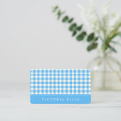 Klassisches Blau Gingham Visitenkarte (Stehend Vorderseite)