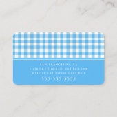 Klassisches Blau Gingham Visitenkarte (Rückseite)