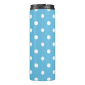 Klassisches Blau Punkte Muster Monogramm Thermosbecher (Rückseite)