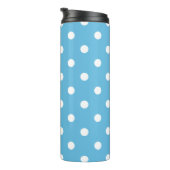Klassisches Blau Punkte Muster Monogramm Thermosbecher (Nach rechts gedreht)