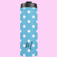Klassisches Blau Punkte Muster Monogramm