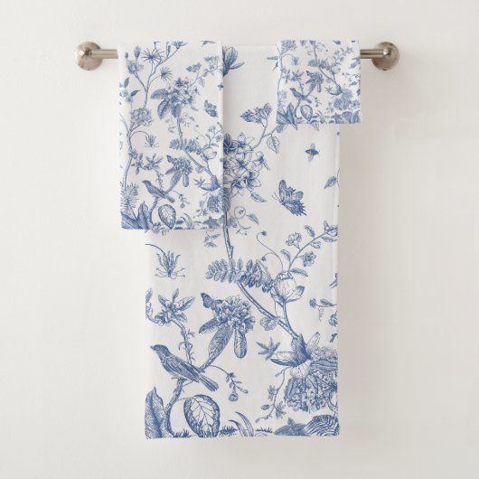 Klassisches Blau und Weiß Chinoiserie Badhandtuch Set (Insitu)