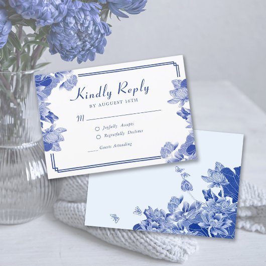 Klassisches Blau und Weiß Chinoiserie Chic UAWG RSVP Karte