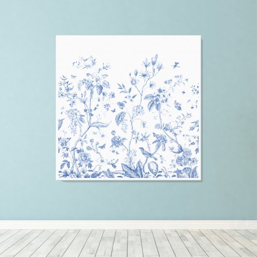 Klassisches Blau und Weiß Chinoiserie Leinwanddruck (Insitu (Holzboden))