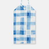 Klassisches Blau und Weiß Gingham Prüfmuster Geschenkanhänger (Rückseite)