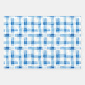 Klassisches Blau und Weiß Gingham Prüfmuster Geschenkpapier Set (Vorderseite)