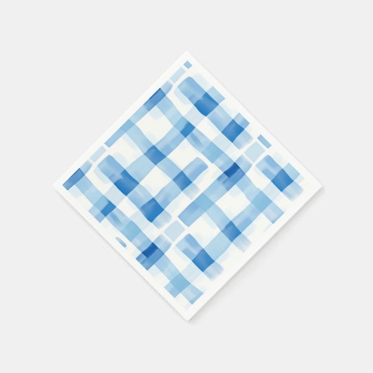Klassisches Blau und Weiß Gingham Prüfmuster Serviette (Ecke)