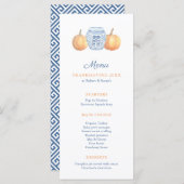 Klassisches Blau und Weiß mit Pumpkins-Erntedank Menükarte (Vorne/Hinten)