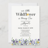 Klassisches Blau Unser kleines Wildblümchen 1. Geb Einladung (Vorderseite)