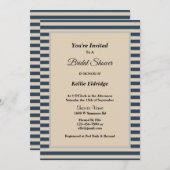 Klassisches Blau/Vanilla Streifen Gerahmtes Brautp Einladung (Vorne/Hinten)