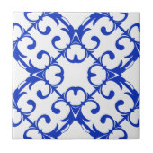Klassisches Blau-Weiß-Azulejo-Damask-Muster Fliese (Vorderseite)