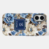 Klassisches Blau-Weiß-Blumen iPhone-Case Cover (Rückseite (Horizontal))