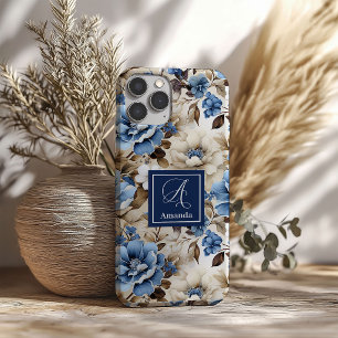 Klassisches Blau-Weiß-Blumen iPhone-Case Cover