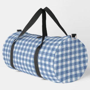 Klassisches Blau-Weiß-Gingham-Karo Duffle Bag