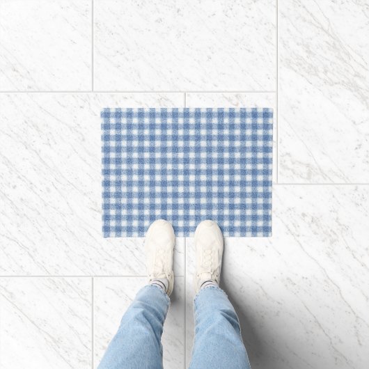 Klassisches Blau-Weiß-Gingham-Karo Fußmatte (Indoor)