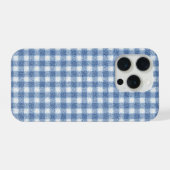 Klassisches Blau-Weiß-Gingham-Karo iPhone Hülle (Rückseite (Horizontal))