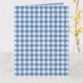 Klassisches Blau-Weiß-Gingham-Karo Karte (Gelbe Blume)