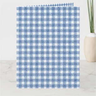 Klassisches Blau-Weiß-Gingham-Karo Karte