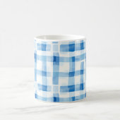 Klassisches Blau-Weiß-Gingham-Karo-Muster Kaffeetasse (Mittel)