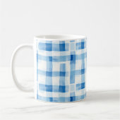 Klassisches Blau-Weiß-Gingham-Karo-Muster Kaffeetasse (Links)