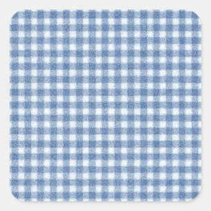 Klassisches Blau-Weiß-Gingham-Karo Quadratischer Aufkleber