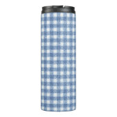 Klassisches Blau-Weiß-Gingham-Karo Thermosbecher (Rückseite)