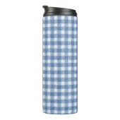 Klassisches Blau-Weiß-Gingham-Karo Thermosbecher (Nach rechts gedreht)