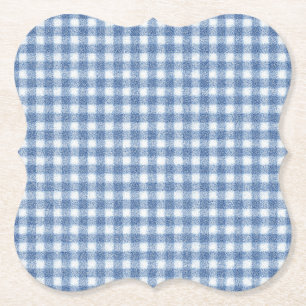 Klassisches Blau-Weiß-Gingham-Karo Untersetzer