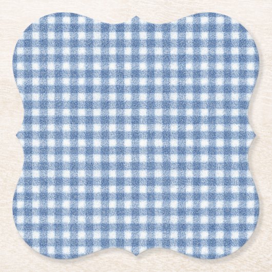 Klassisches Blau-Weiß-Gingham-Karo Untersetzer (Vorderseite)