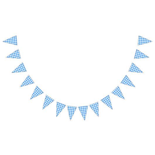 Klassisches Blau-Weiß-Gingham-Party Wimpelkette (Alle)