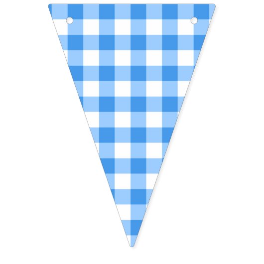 Klassisches Blau-Weiß-Gingham-Party Wimpelkette (Dritte Fahne)