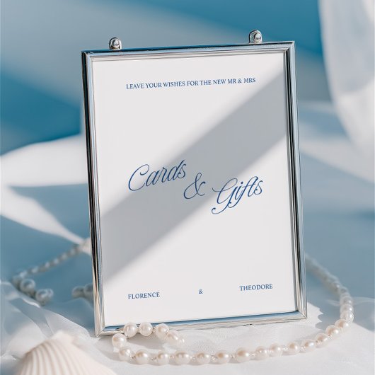 Klassisches Blau-Weiß-Hochzeitskarten- und Geschen