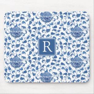 Klassisches Blau-Weiß im Vintage-Chinoiserie-Stil Mousepad