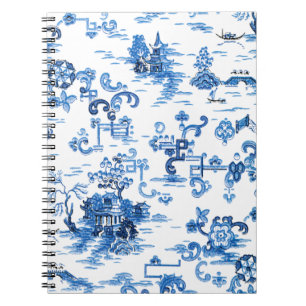 Klassisches Blau-Weiß-Vintage-Pagoden-Chinoiserie Notizblock