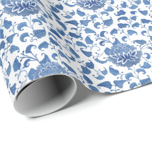 Klassisches blau-weißes antikes Chinoiserie-Muster Geschenkpapier