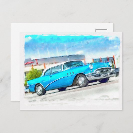 Klassisches blaues Auto Buick Postkarte (Vorne/Hinten)
