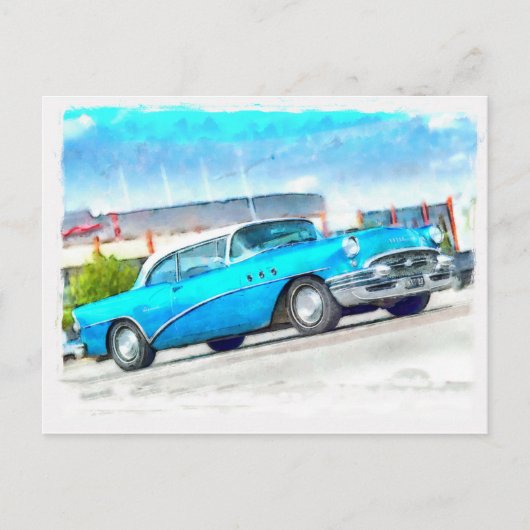 Klassisches blaues Auto Buick Postkarte (Vorderseite)