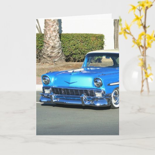 Klassisches blaues Auto Karte (Gelbe Blume)