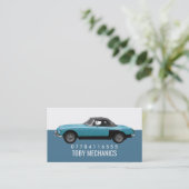 Klassisches blaues Auto, Mechanik Visitenkarte (Stehend Vorderseite)