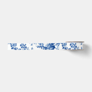 Klassisches blaues Blumen-Toile-Gartenparty-Satinb Satinband