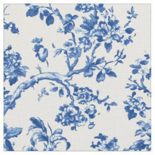 Klassisches blaues Blumen-Toile-Muster Stoff