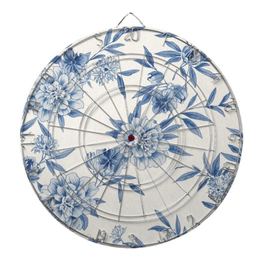 Klassisches blaues Blumen-Toile-Wasserfarbenmuster Dartscheibe (vorne)