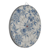 Klassisches blaues Blumen-Toile-Wasserfarbenmuster Dartscheibe (Vorderseite Links)