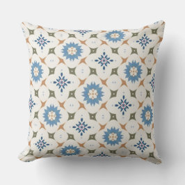 Klassisches blaues Blumenmosaik Kissen