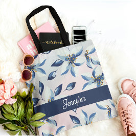 Klassisches blaues Blumenmuster Trendy Tasche