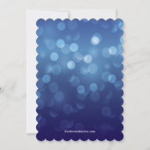 Klassisches blaues Bokeh beleuchtet Bonbon-16. Einladung (Rückseite)